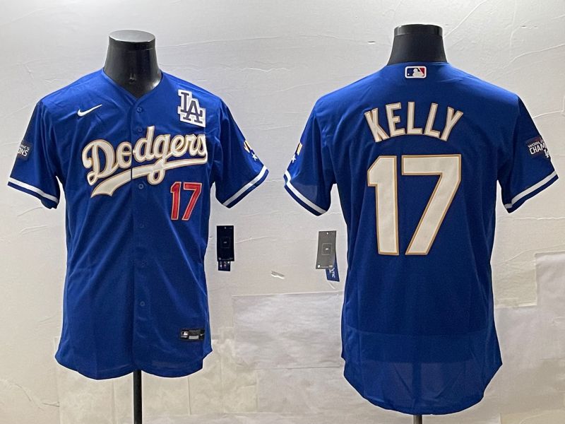 Men Los Angeles Dodgers 17 Kelly Blue Gold Elite 2025 Nike MLB Jersey style 8